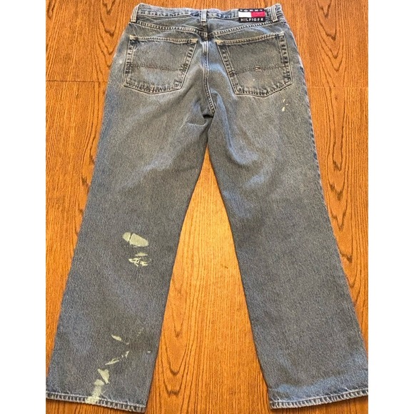 VTG Y2K Tommy Hilfiger Jeans Men's Sz‎ 33x30 Made in USA  Distressed Paint - Picture 6 of 13